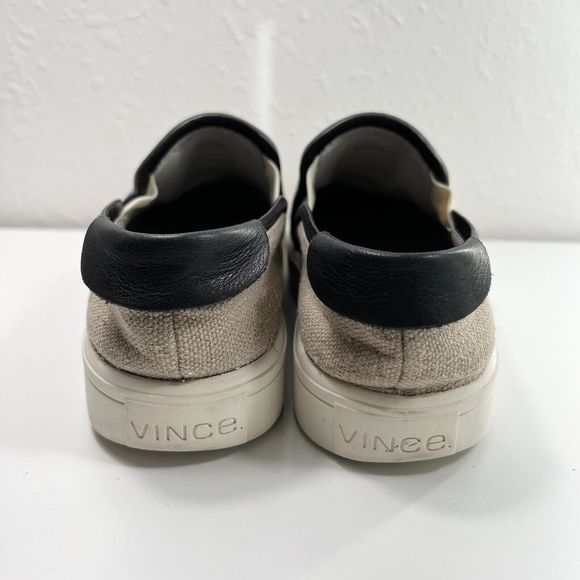 Vince Women's Bram Slip On Shoe Size 5.5 White Mesh Black Leather Sneaker Loafer - Picture 4 of 11